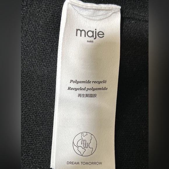 MAJE Knitted Eyelet Black Oversized Over Shirt with Silver Hardware Size: 2 - Picture 9 of 11